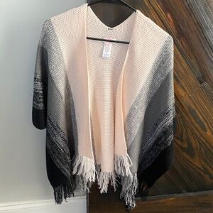 Elegant Girls Fringe Scarf- Black, Gray, and Pink
